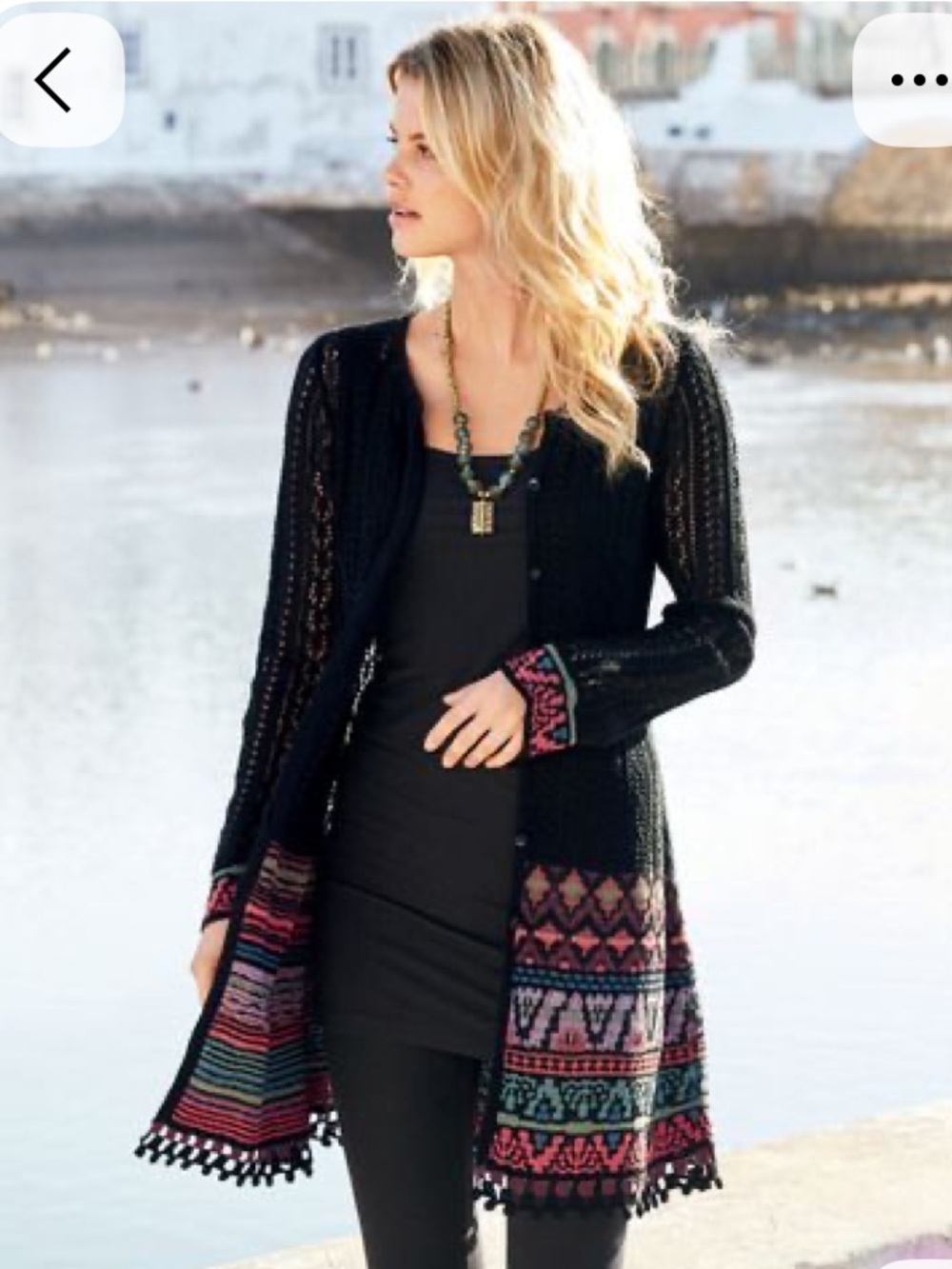Peruvian Connection Huacas Button Down Cardigan 100% Pima cotton Small